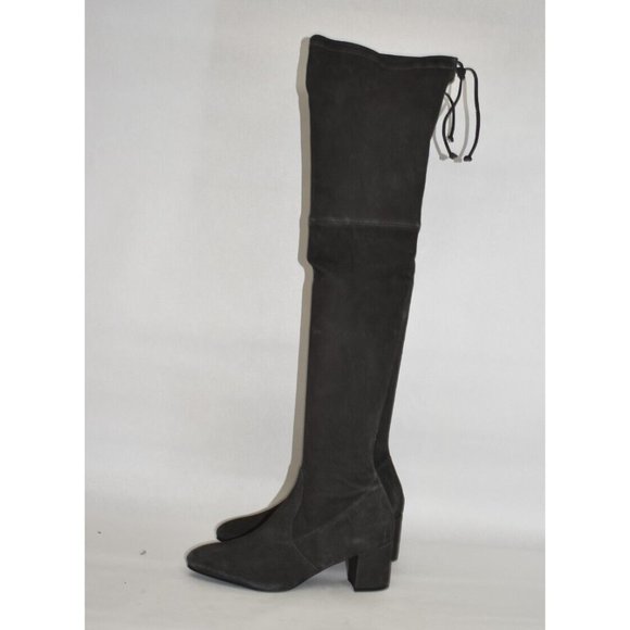 $950 STUART WEITZMAN GENNA CITY SUEDE OVER THE KNEE BOOT slate dark grey 7 (PA36 - Picture 4 of 8